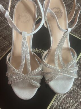 Silver T-Strap Evening Heels